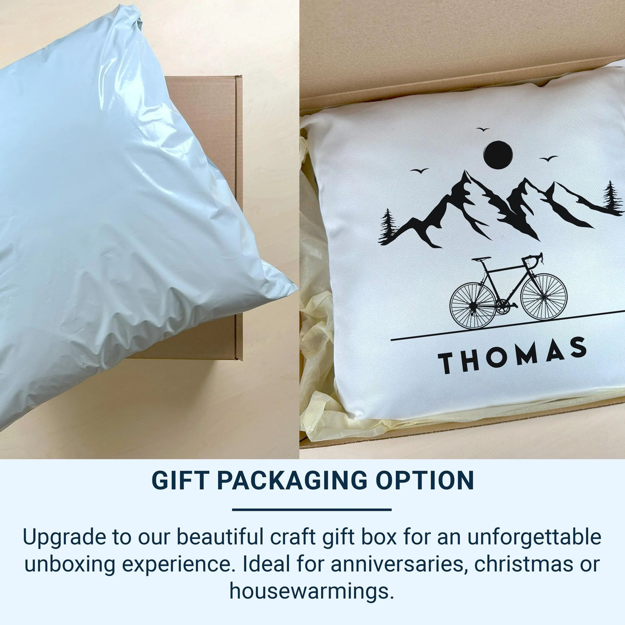 Personalised Mountain Cushion – Custom Name Sofa Pillow With Scenic Decor DENMARY