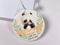 Panda Baby Birth Stats Ornament - Newborn Keepsake with Name, Date & Weight for Nursery