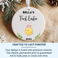 Baby First Easter Ornament 2026 - Chick with Bunny Ears Keepsake & Name