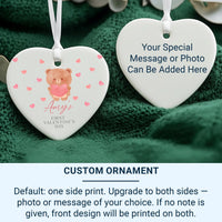 Baby First Valentine Ornament - Teddy Heart Keepsake with Name