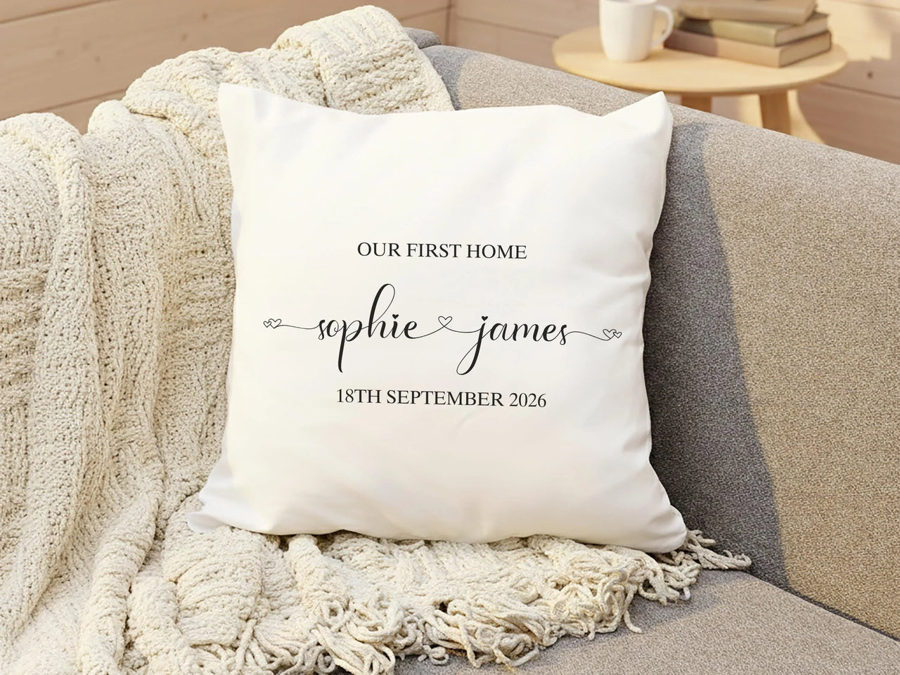 Personalised First Home Cushion – Custom Pillow Cover | New Home Pillow Gift
