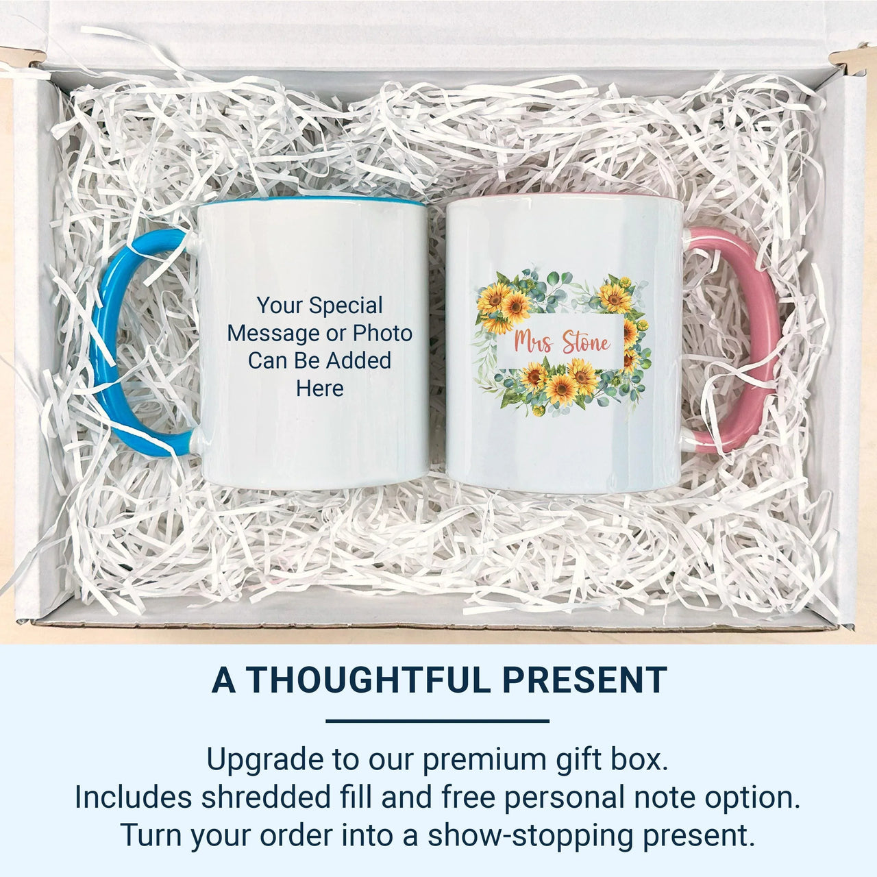 Personalised Mrs Mug – Sunflower Wreath Bride Wedding Gift Keepsake Cup