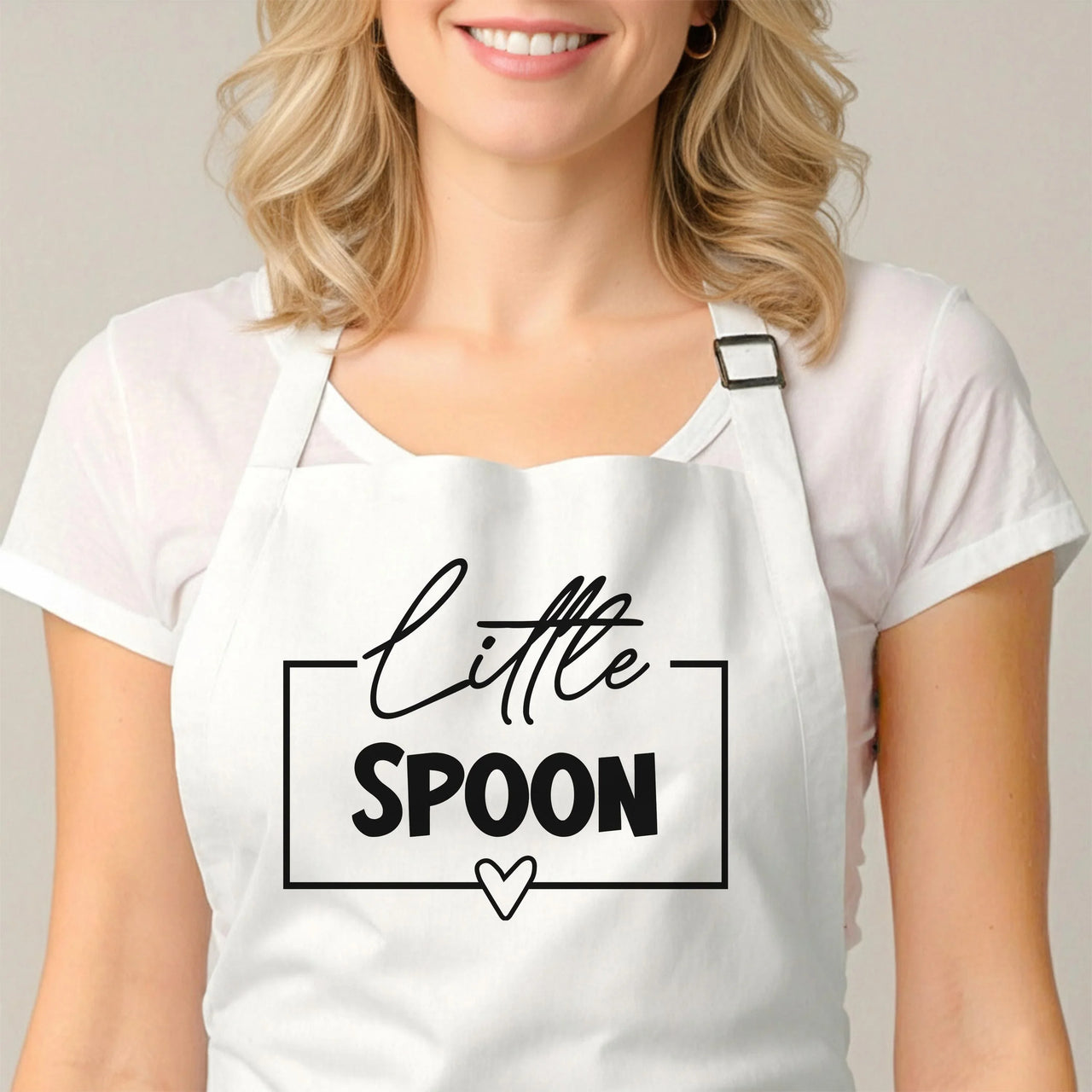 Couples Aprons Set – Matching Big Spoon Little Spoon Kitchen Aprons With Adjustable Neck Strap