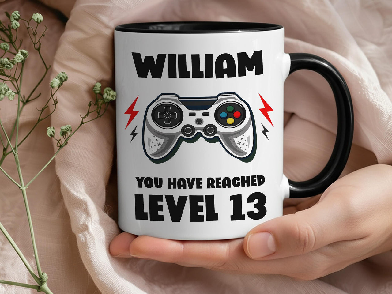 You Have Reached Level… Personalised Gamer Birthday Mug - Name, Age and Controller Design - Level-Up Party and Gaming Marathon Gift