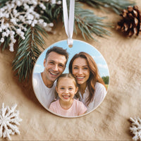 Custom Photo Christmas Ornament - Round Ceramic Decoration | Personalise with Your Picture | Family and Friends Gift