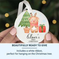 Reindeer Baby Ornament - First Christmas Keepsake with Name & Year for Newborns