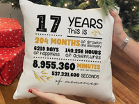 Personalised 17th Anniversary Cushion - Years of Happiness & Memories Keepsake