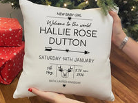 Personalised Baby Birth Cushion – Custom Newborn Pillow | Birth Details Keepsake