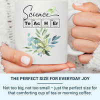 Science Teacher Mug – Chemistry Teacher Gift with Periodic Table Design & Botanicals
