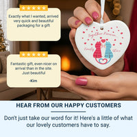 Cat Couple Heart Ornament - Together Forever Keepsake with Names for Lovers