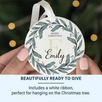 Initial Wreath Ornament - Elegant Monogram Keepsake with Name for Family Tree