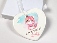 Valentine Kitten Heart Ornament - Playful Keepsake with Name for Cat Lovers DENMARY