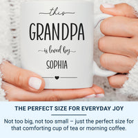 This Grandpa Is Loved By… Mug - Personalised Grandchild Name and Heart Icon - Grandad Birthday, Father’s Day and Christmas Keepsake