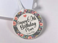 60th Birthday Ornament - Floral Keepsake with Name for Milestone Celebration