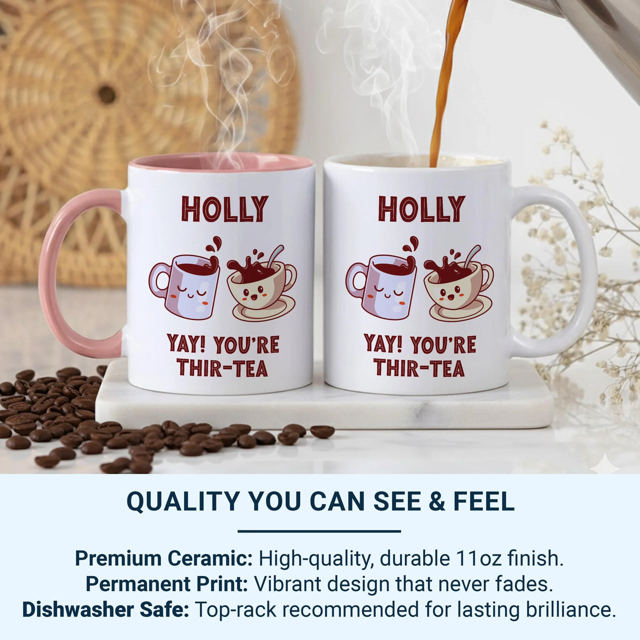 Personalised Tea Mug – Funny 30th Birthday Present | Custom Ceramic Cup Gift