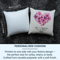 50th Anniversary Cushion – Personalised Sofa Cushion With Floral Heart Design