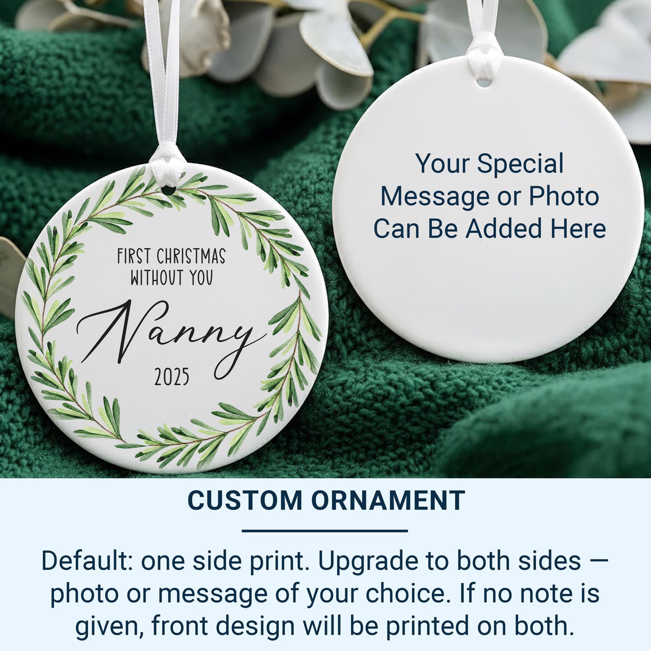Memorial Christmas Ornament 2025 - First Without You Keepsake with Leaf Wreath