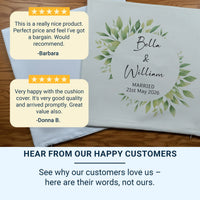 Personalised Wedding Cushion – Floral Wreath Pillow | Custom Wedding Gift Keepsake