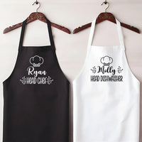 Personalised Couple Aprons - Head Chef & Dishwasher Funny Chef Apron Set
