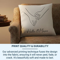 Personalised Pinky Promise Cushion - Minimal Romantic Keepsake with Names & Line Art for Couples
