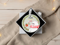 White Bear Xmas Ornament - Baby's First Christmas Keepsake with Name & Year for Family Tree