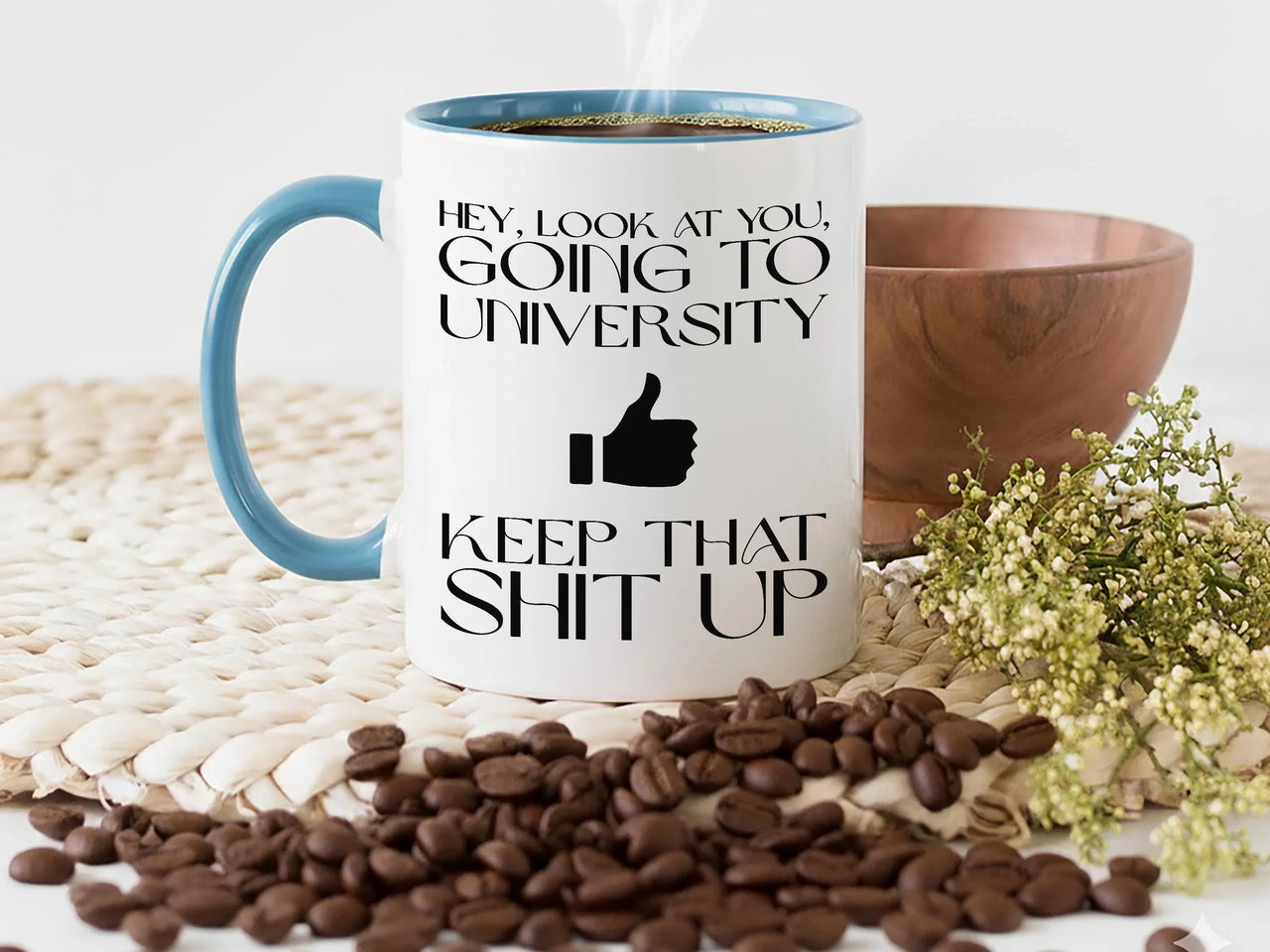 University Student Mug – Funny Motivational Coffee Cup With Coloured Handle