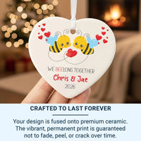 Bumble Bee Ceramic Heart Ornament - Personalised Couple Gift for Anniversary, Christmas or Romantic Present