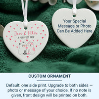 Cat Couple Heart Ornament - Purrfect Pair Keepsake with Names for Valentine DENMARY