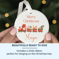 Red Train Ornament - Festive Kids Keepsake with Animals for Christmas Tree