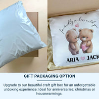Personalised Teddy Bear Cushion – Romantic Keepsake With Plush Pillow Insert & Linen Cover