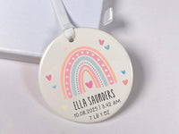 Rainbow Baby Birth Stats Ornament - Newborn Keepsake with Heart for Hope & New Beginnings