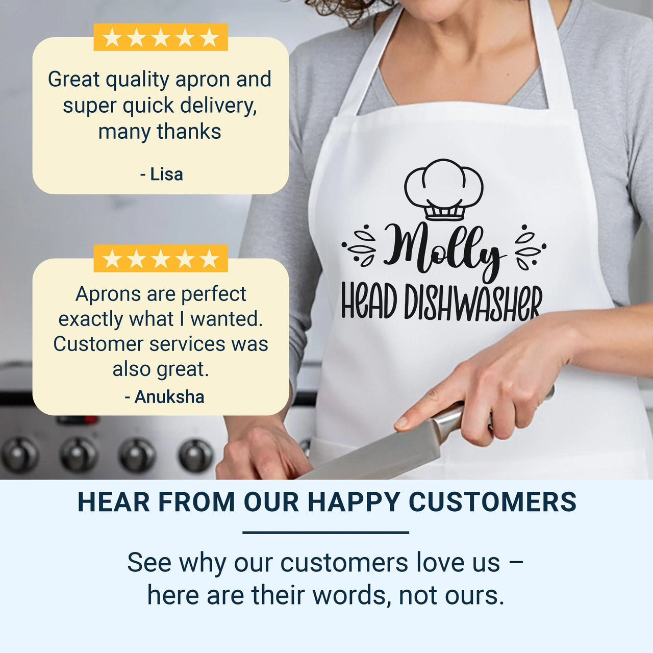 Personalised Couple Aprons - Head Chef & Dishwasher Funny Chef Apron Set