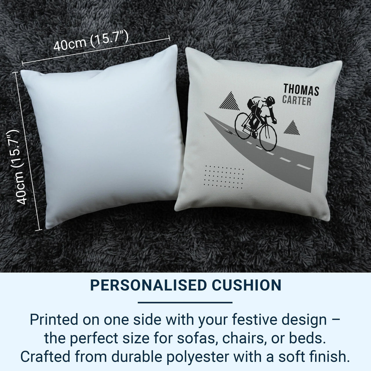 Personalised Cycling Cushion - Custom Name Cushion | Sport Lover Gift Bike Pillow