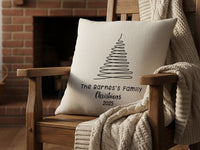 Personalised Family Christmas Cushion - Minimal Tree Design with Name & Year