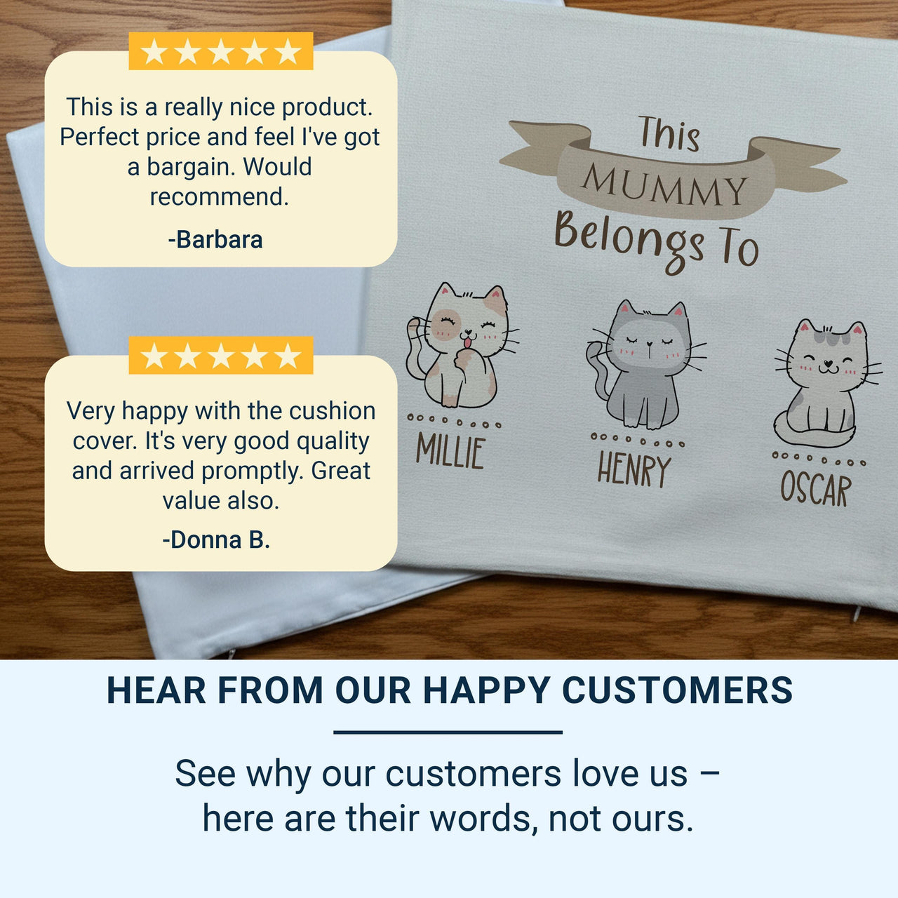 Personalised Mummy Cushion - Cute Family Keepsake with Cat Illustrations & Children's Names