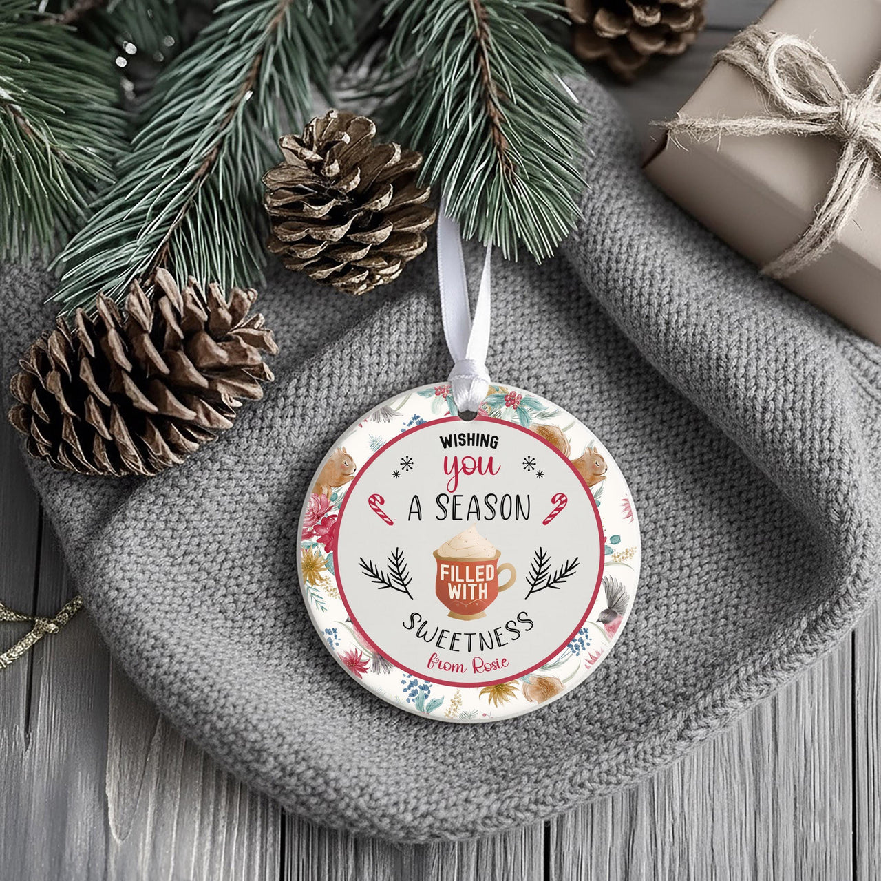 Hot Cocoa Ornament - Sweet Holiday Keepsake with Message for Family & Friends