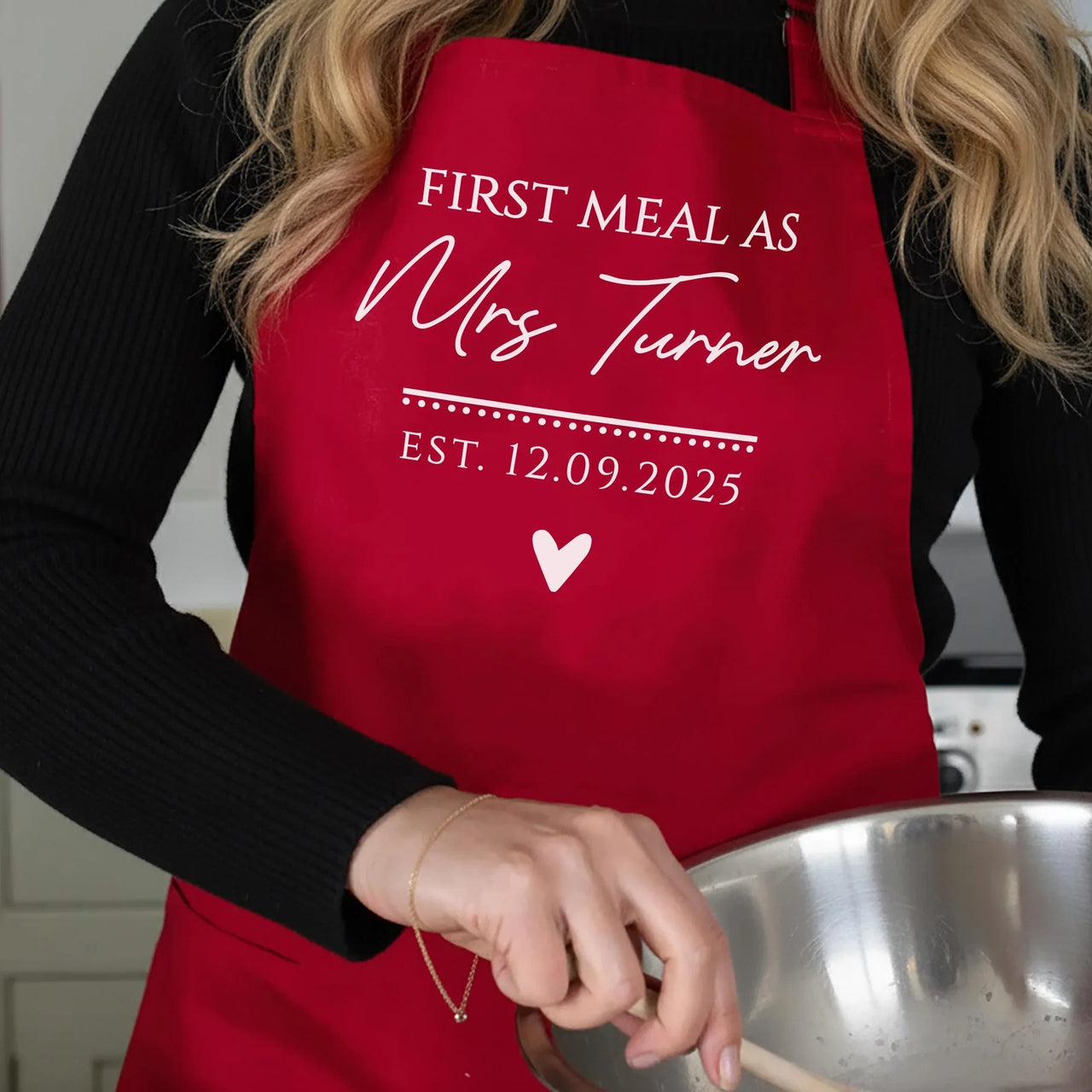 Personalized Wedding Apron – Custom Name, Adjustable Cotton & Durable Polyester Blend