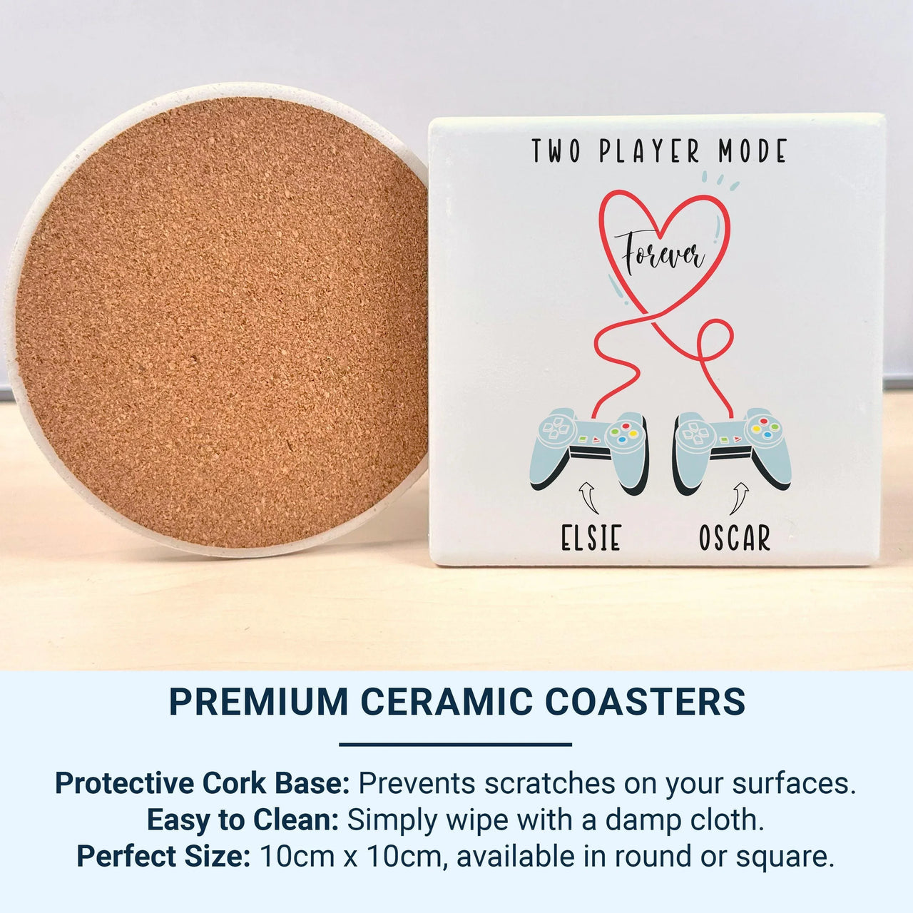 Personalised Gamer Mug – Two Player Mug with Controller Heart Design | Couple Names Gift