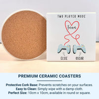 Personalised Gamer Mug – Two Player Mug with Controller Heart Design | Couple Names Gift