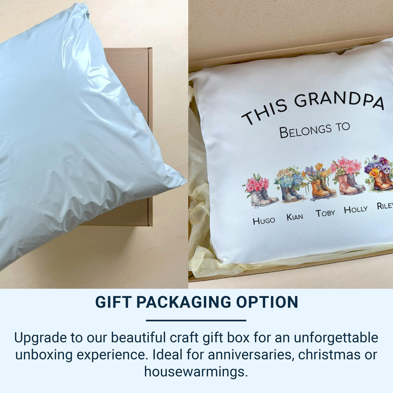 Personalised Grandpa Cushion - Fun Family Keepsake with Grandchildren's Names