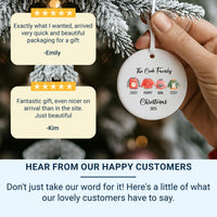Personalised Christmas Jumper Family Ornament - Ceramic Xmas Tree Bauble - Ugly Sweater Round Hanging Decoration - Family Xmas Keepsake