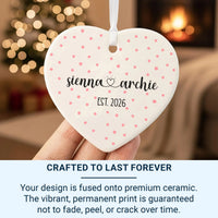 Polka Dot Heart Ornament - Couple Keepsake with Names & Established Date