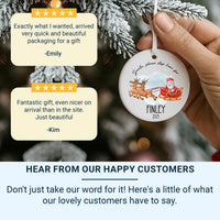 Personalised Santa Stop Here Christmas Ceramic Ornament, First Family Christmas Round Decoration, Xmas Keepsake, Gift for Kids, Home Bauble