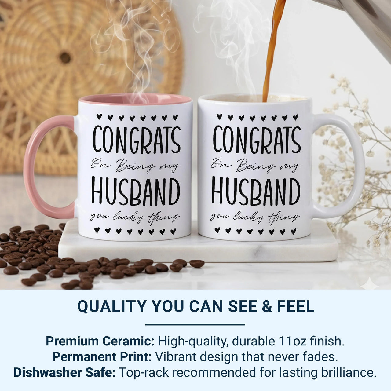 Funny Husband Mug – Romantic Anniversary Gift | Ceramic Coffee Cup with Heart Design