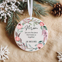 Mum Floral Ornament - Family Tribute Keepsake with Heartfelt Message & Names