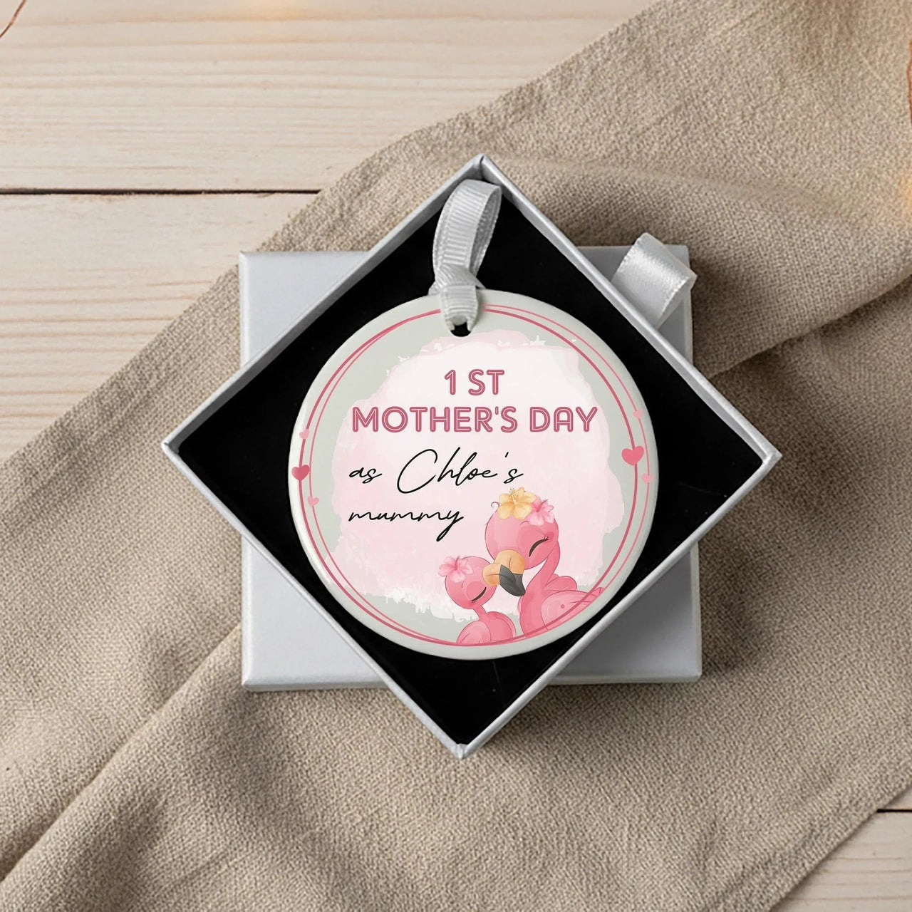Flamingo First Mother Day Ornament - Joyful Keepsake with Name for New Mums