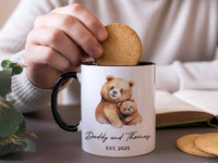 Daddy and Baby Personalised Mug – Names with EST. Year and Watercolour Bears – New Dad, First Father’s Day and Night_Feed Companion