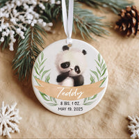 Panda Baby Birth Stats Ornament - Newborn Keepsake with Name, Date & Weight for Nursery