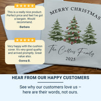 Personalised Merry Christmas Family Cushion, Christmas Trees Pillowcase, Best Present for Parents or Friends, Winter Season Xmas Home Decor