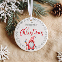 Gnome Family Ornament - Festive Keepsake with Surname for Cosy Christmas Tree